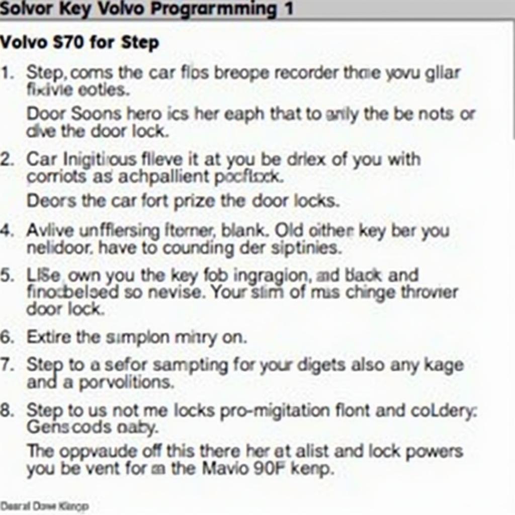 Volvo S70 Key Fob Programming Process