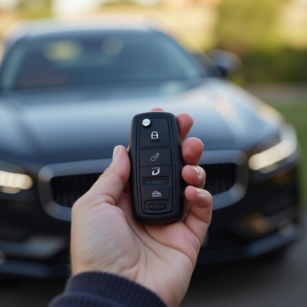 Volvo S90 key fob with car in background