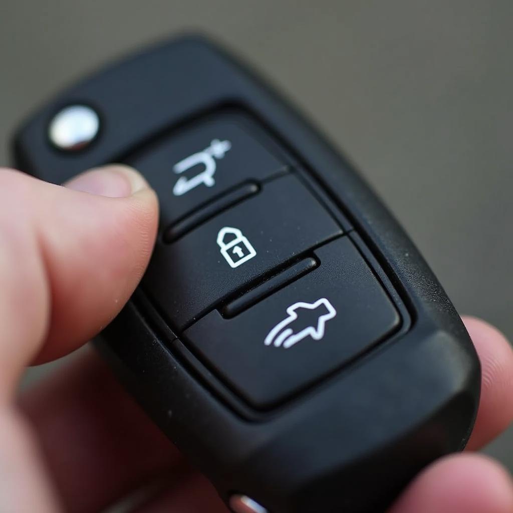 Close-up of Volvo XC90 key fob buttons