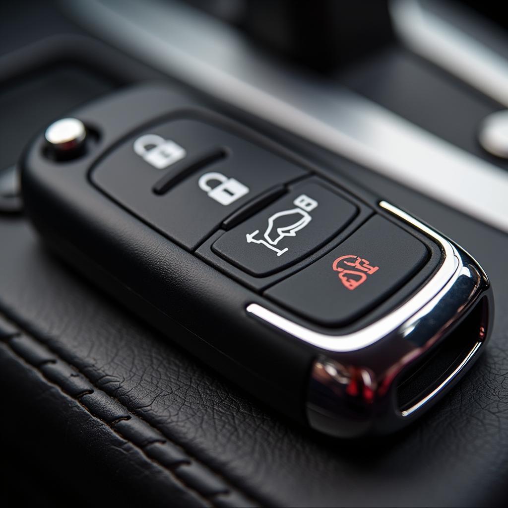 VW Eos key fob with buttons for lock, unlock, and trunk release