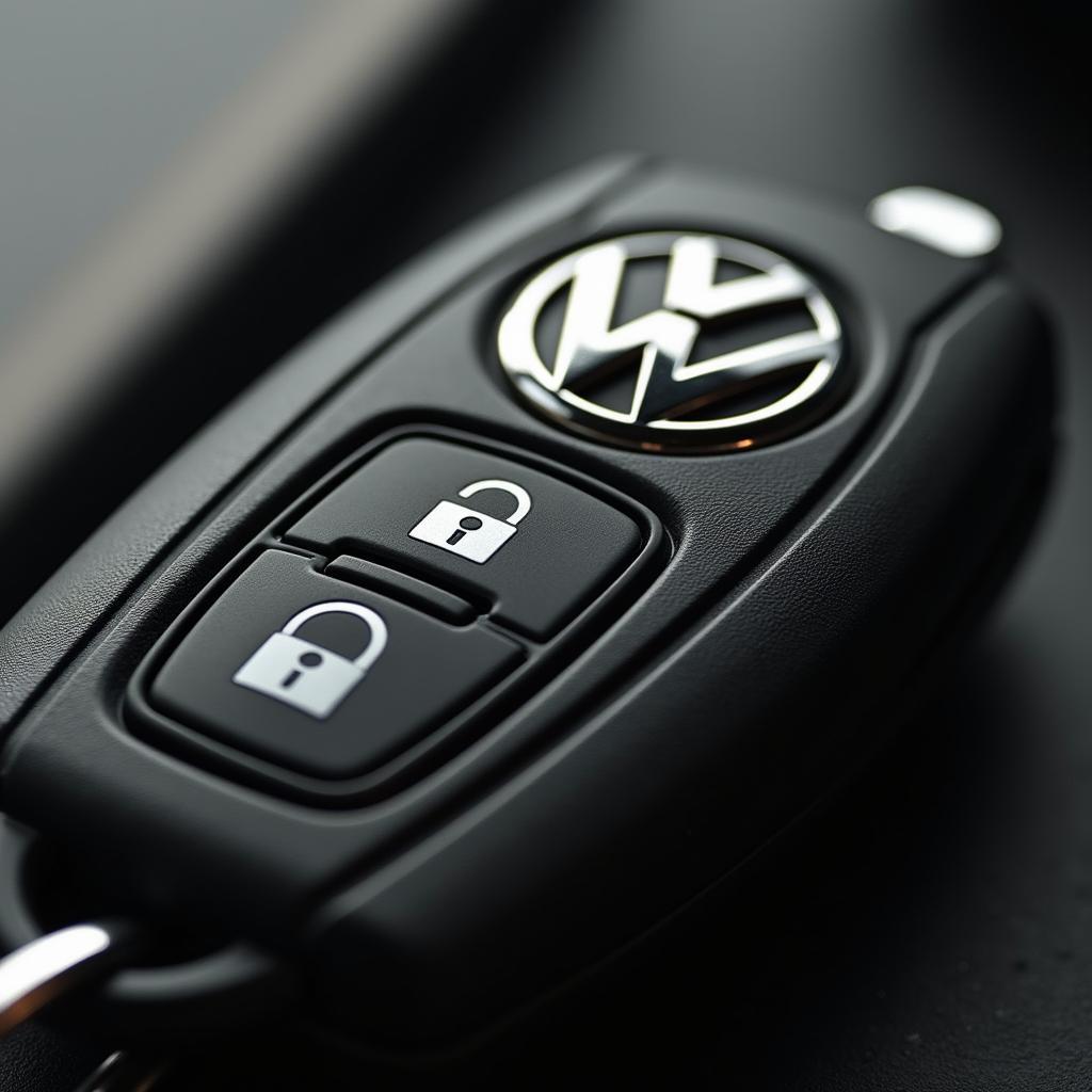 Close-up of a VW key fob logo