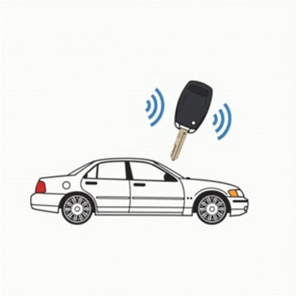 1999 Chrysler 300M key fob system diagram showing RFID communication between fob and car receiver