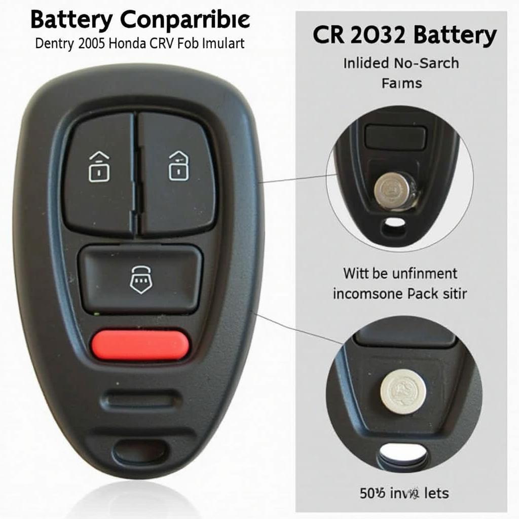 2005 Honda CRV Key Fob with CR2032 Battery