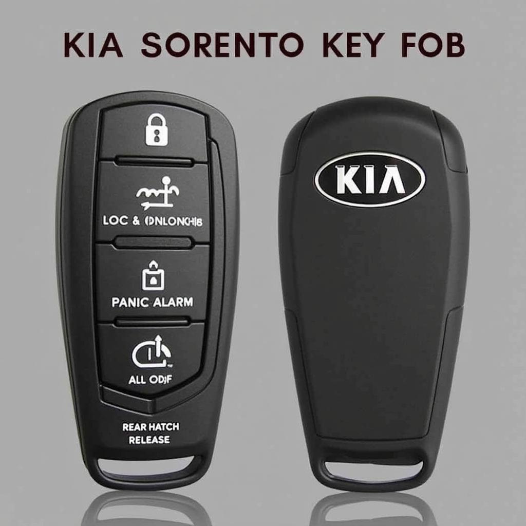 2007 Kia Sorento Key Fob Replacement: A Close-up view of a new key fob for a 2007 Kia Sorento, highlighting its buttons and design.