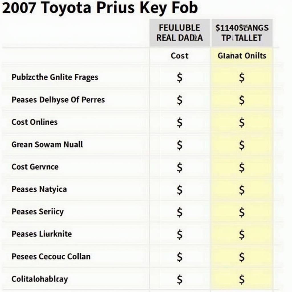 2007 Toyota Prius Key Fob Replacement Cost Comparison