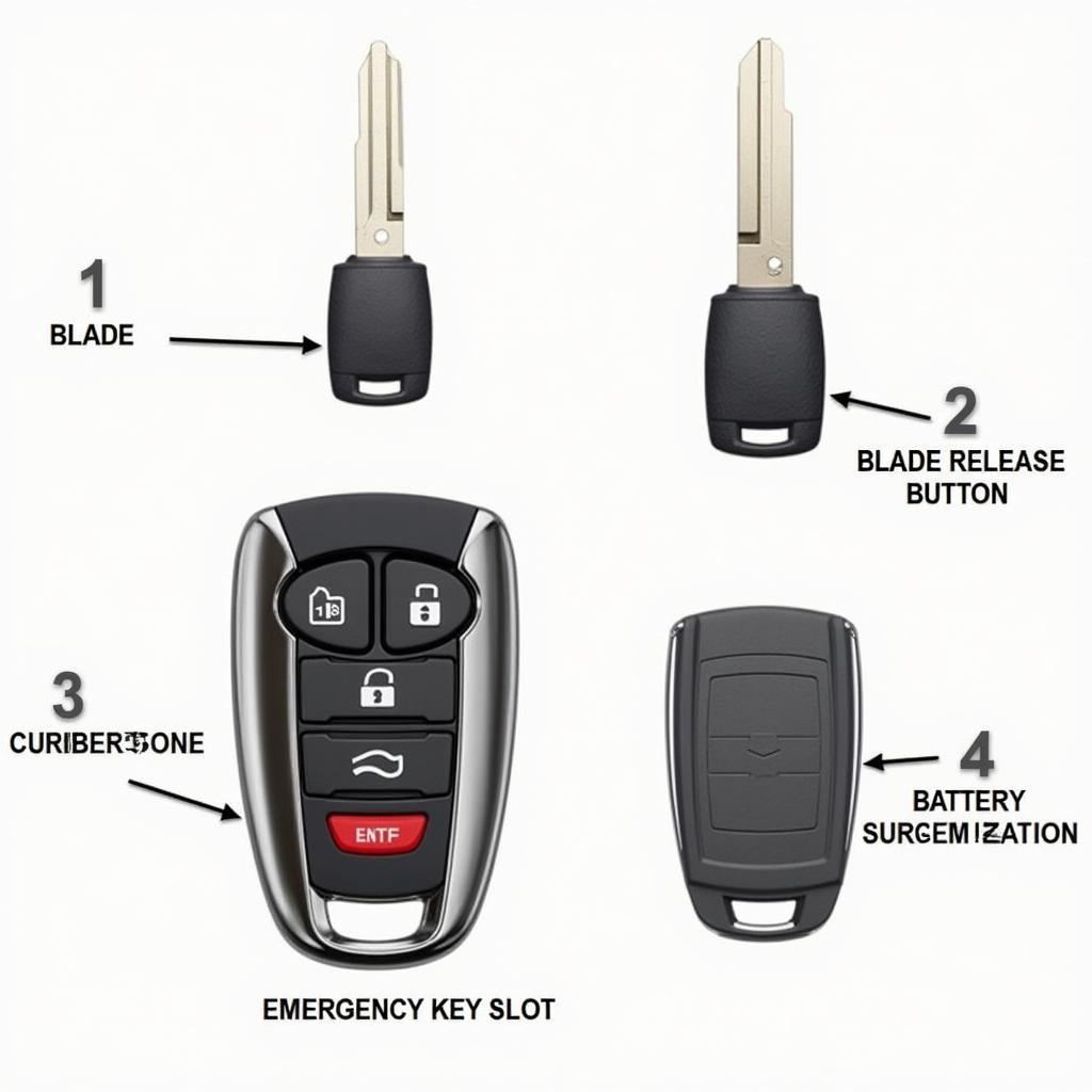 2011 Cadillac SRX Key Fob Components Diagram