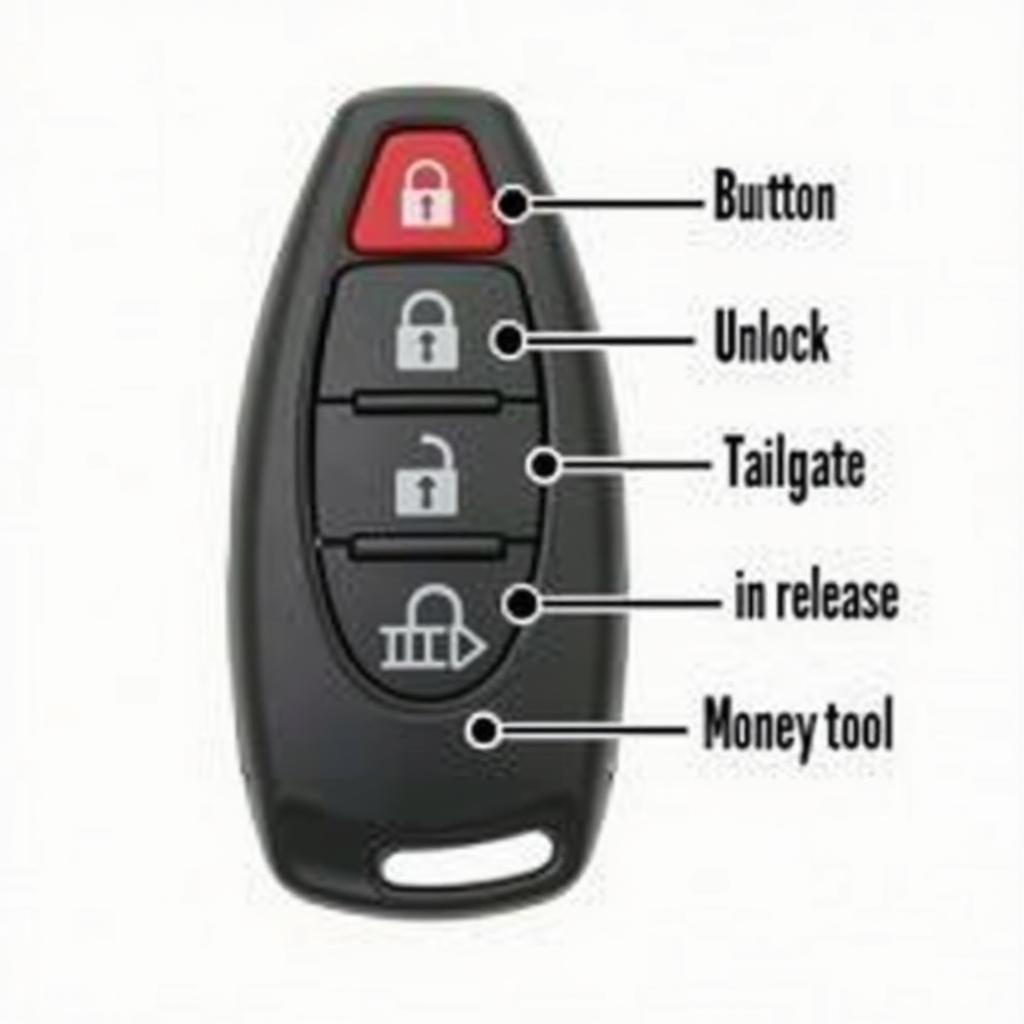 2011 Honda Pilot Key Fob: Lock, Unlock, Panic, and Tailgate Release Buttons