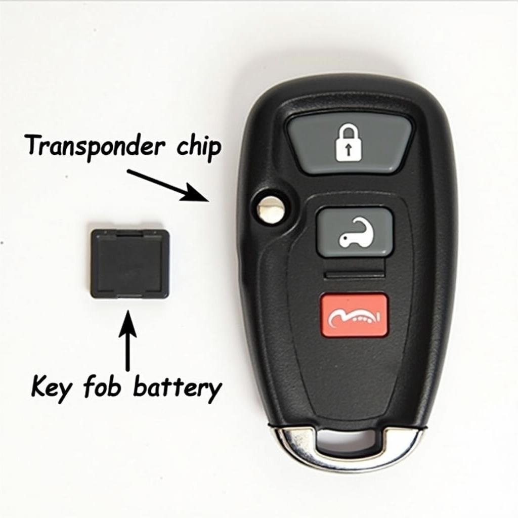 2011 Kia Sportage Key Fob Components: Internal view showing transponder chip and battery