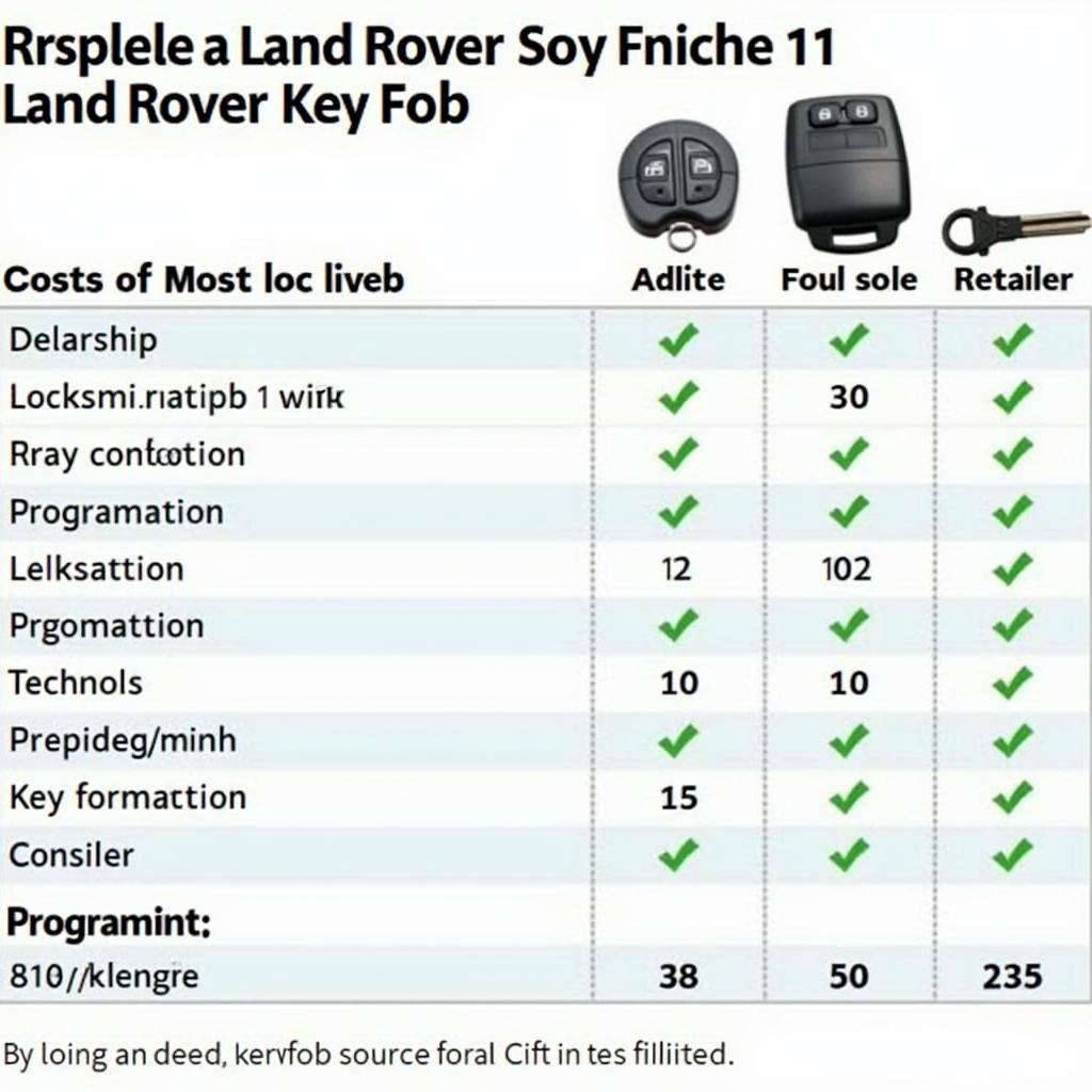 Cost of replacing a 2012 Land Rover key fob