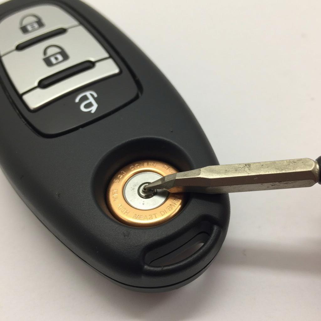 Removing the old battery from a 2013 Dodge Durango key fob