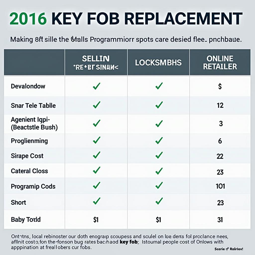 2016 Key Fob Replacement Cost Comparison