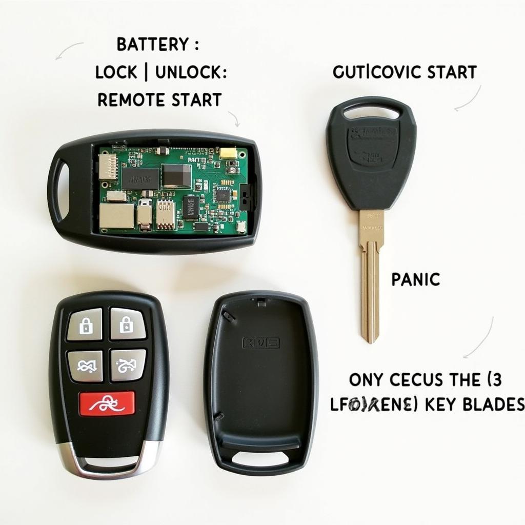 2017 Chevy Cruze Key Fob Components: Battery, Circuit Board, Buttons, Key Blade