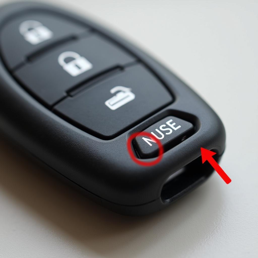 Locating the release button on a 2018 Toyota RAV4 key fob