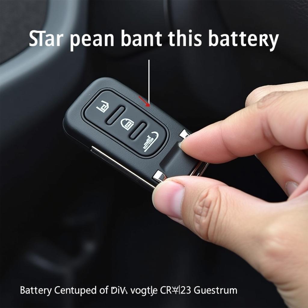 2019 Chevy Silverado key fob battery location:  Close up view of the key fob opened, revealing the CR2032 battery and its placement within the fob.