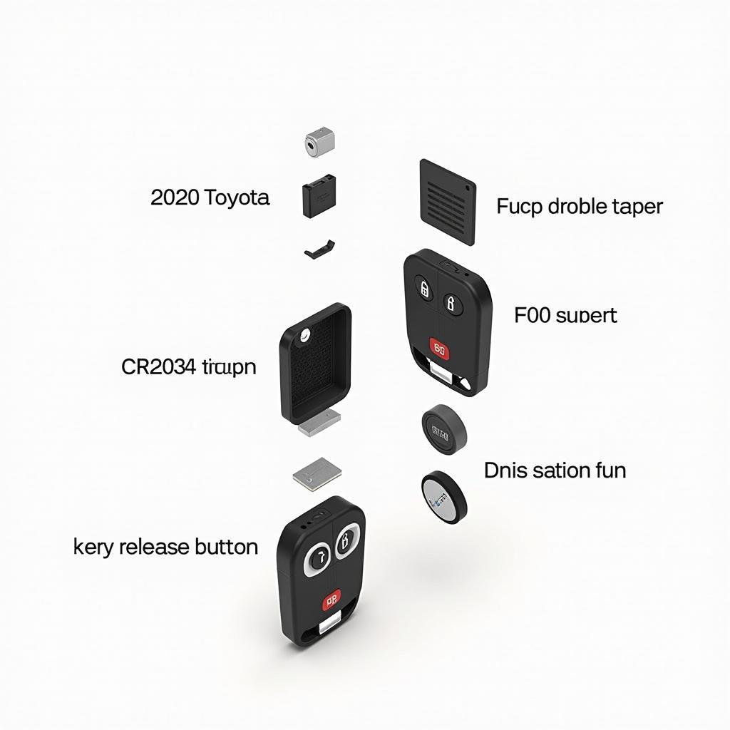 2020 Toyota Tacoma Key Fob Components Exploded View