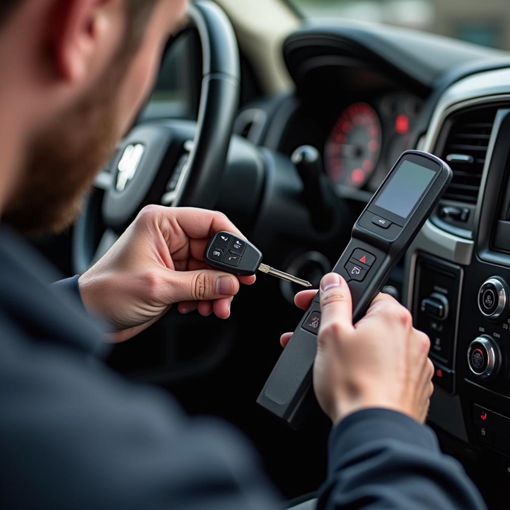 Automotive Locksmith Programming a Key Fob