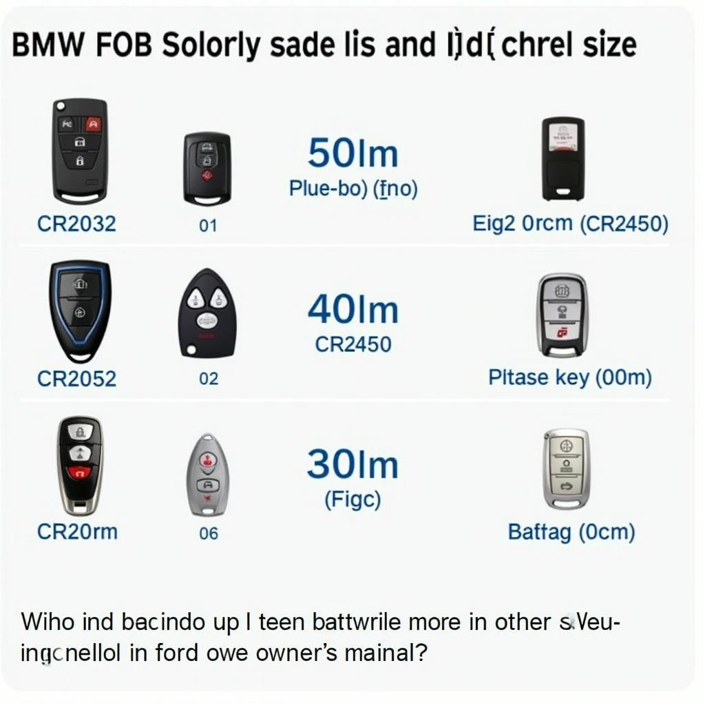 BMW Key Fob Battery Sizes Chart