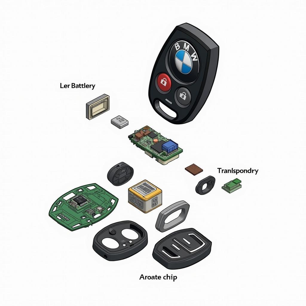 BMW Key Fob Internal Components Exploded View