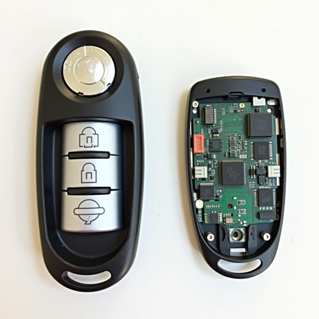 BMW Key Fob Separated Halves Showing Battery