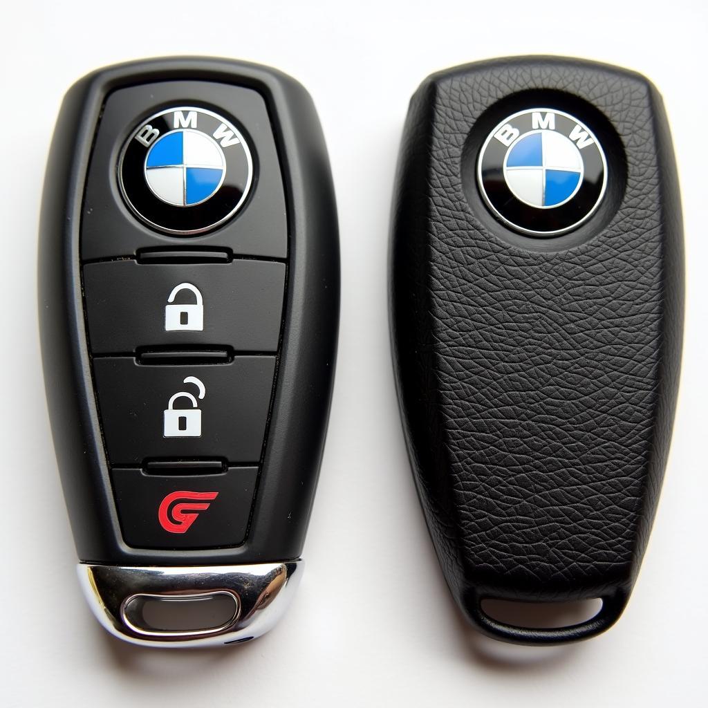 Comparison of Carbon Fiber and Leather BMW Key Fob Stickers