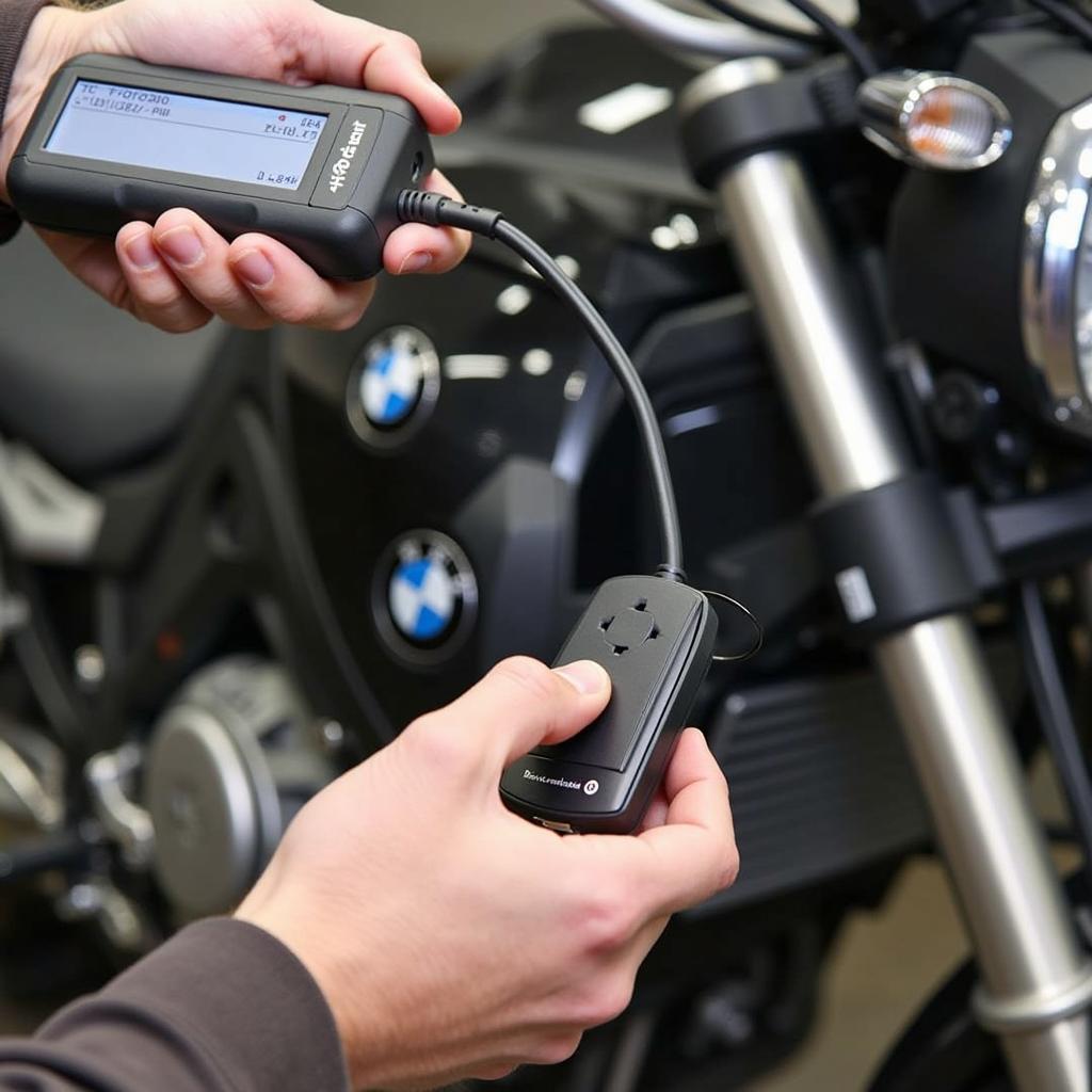 The process of programming a key fob for a BMW RT 1200 motorcycle