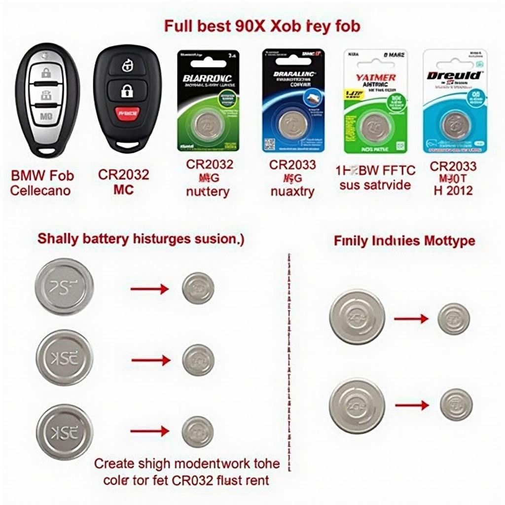 Comparison of different battery types suitable for the BMW X3 key fob, highlighting the recommended CR2032 and its advantages.