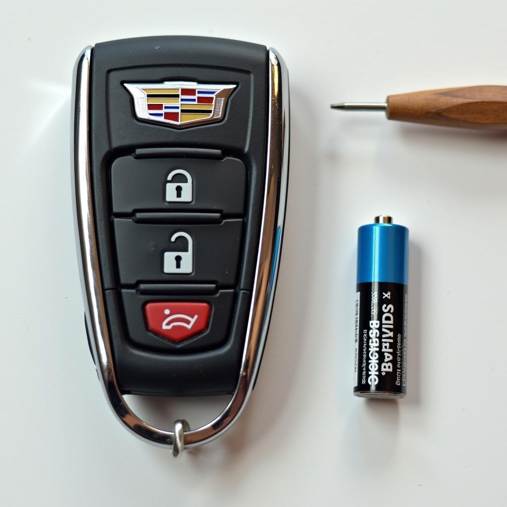 Cadillac XT5 key fob and CR2032 battery