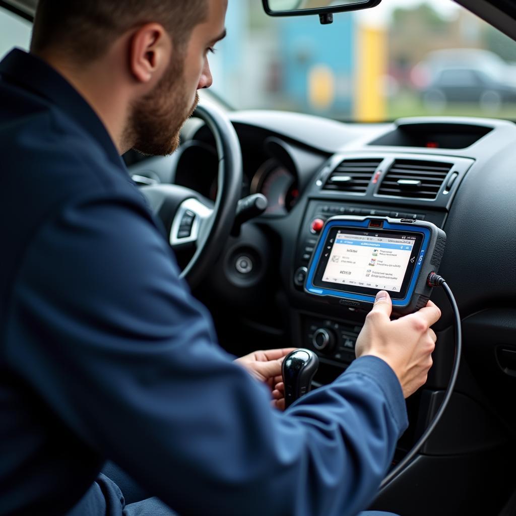 Car Electrician Diagnosing Key Fob Problem