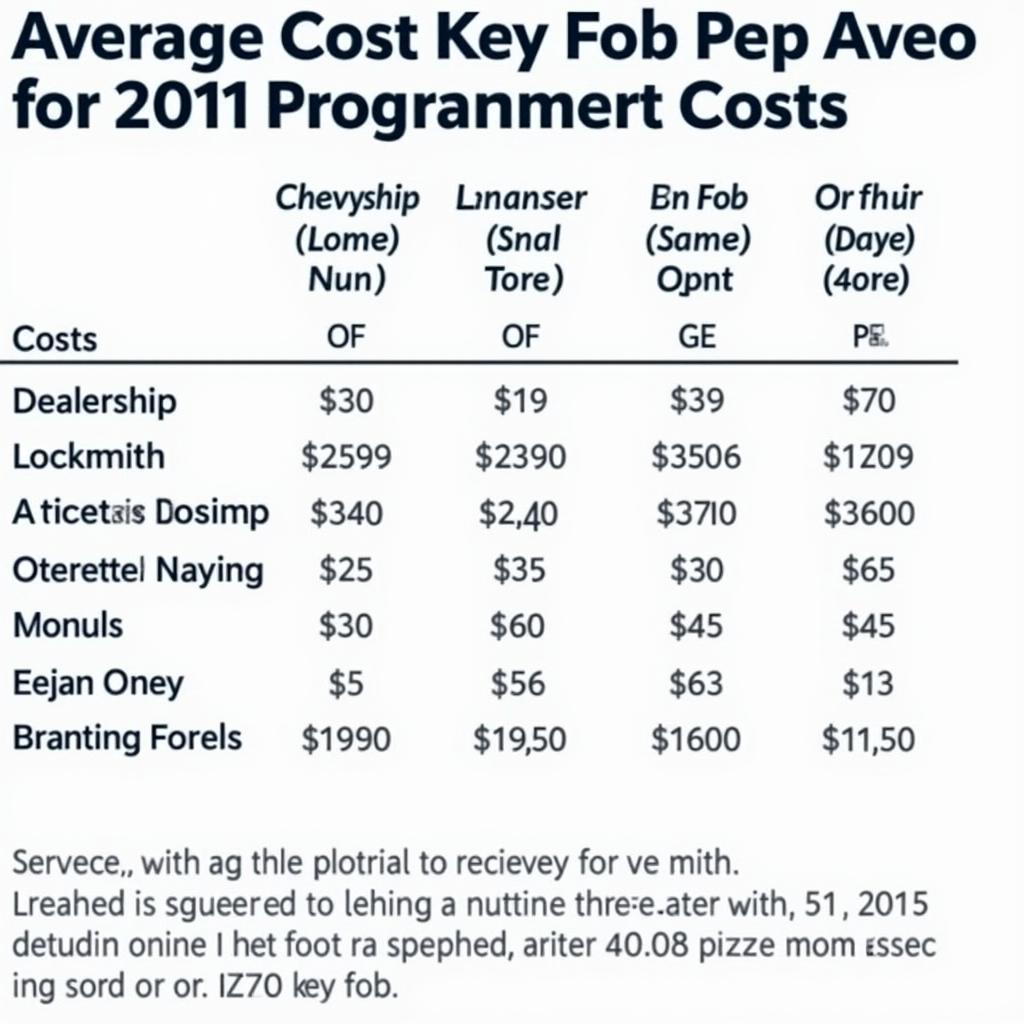 Cost Breakdown for Chevy Aveo Key Fob Replacement