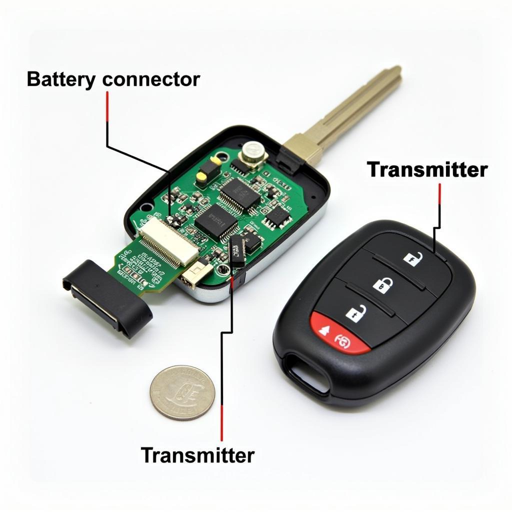 Internal Components of a Chrysler Town and Country Key Fob