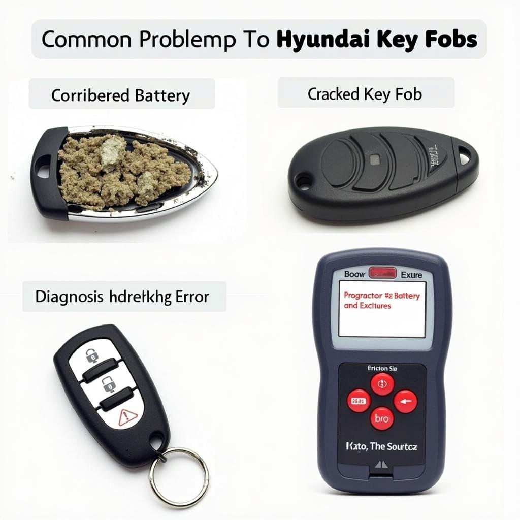 Common Hyundai Key Fob Issues: Dead battery, damaged case, and programming errors.