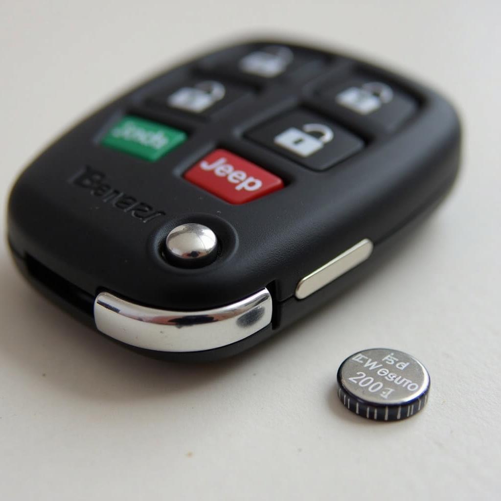 CR2032 battery used in a 2015 Jeep Wrangler keyfob