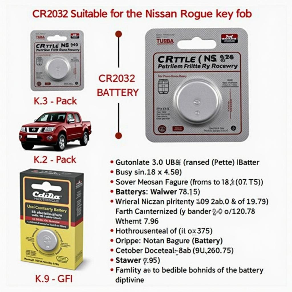 CR2032 Battery for Nissan Rogue Key Fob