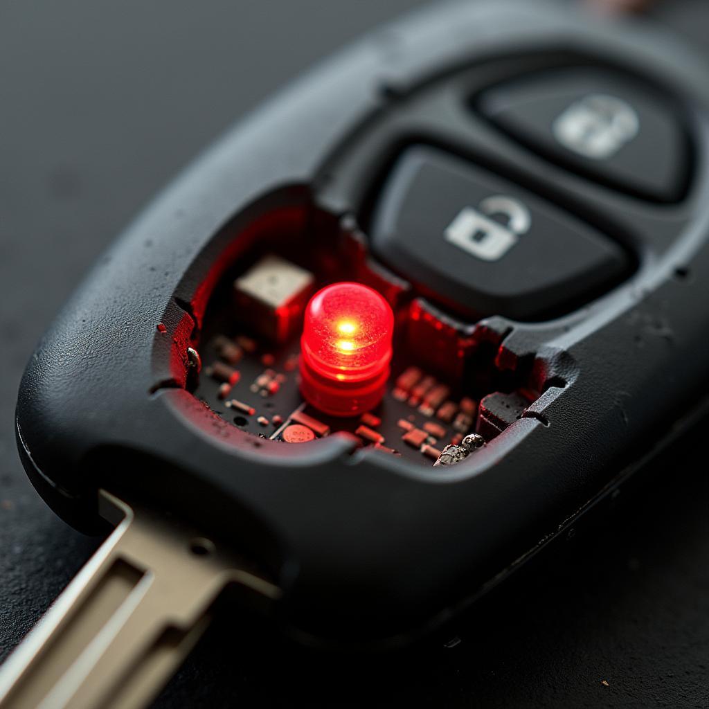 Damaged Mazda 2 Key Fob with Flashing Red Light