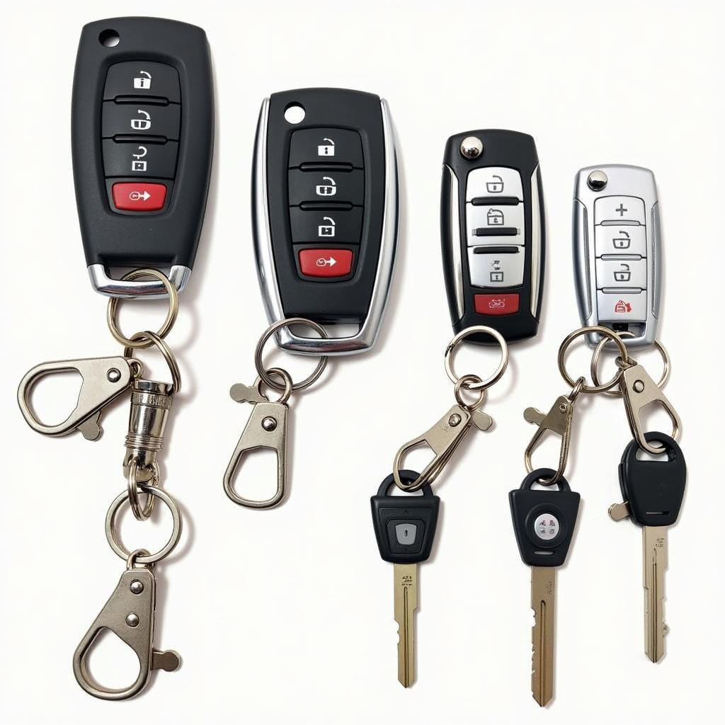 Various 2020 Lexus RX 350 Key Fob Covers Attached to Keychains