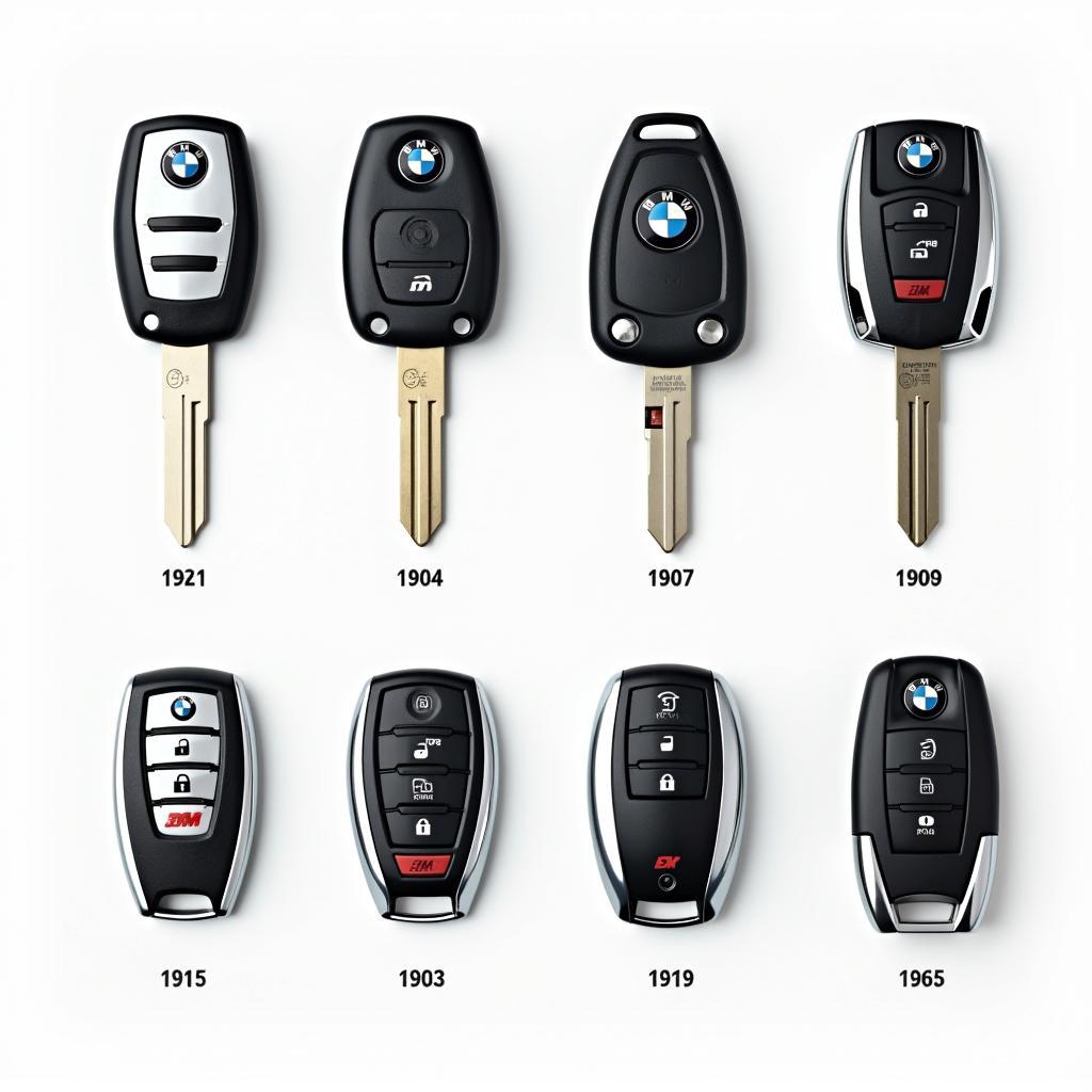 Various BMW Key Fob Models and Battery Types