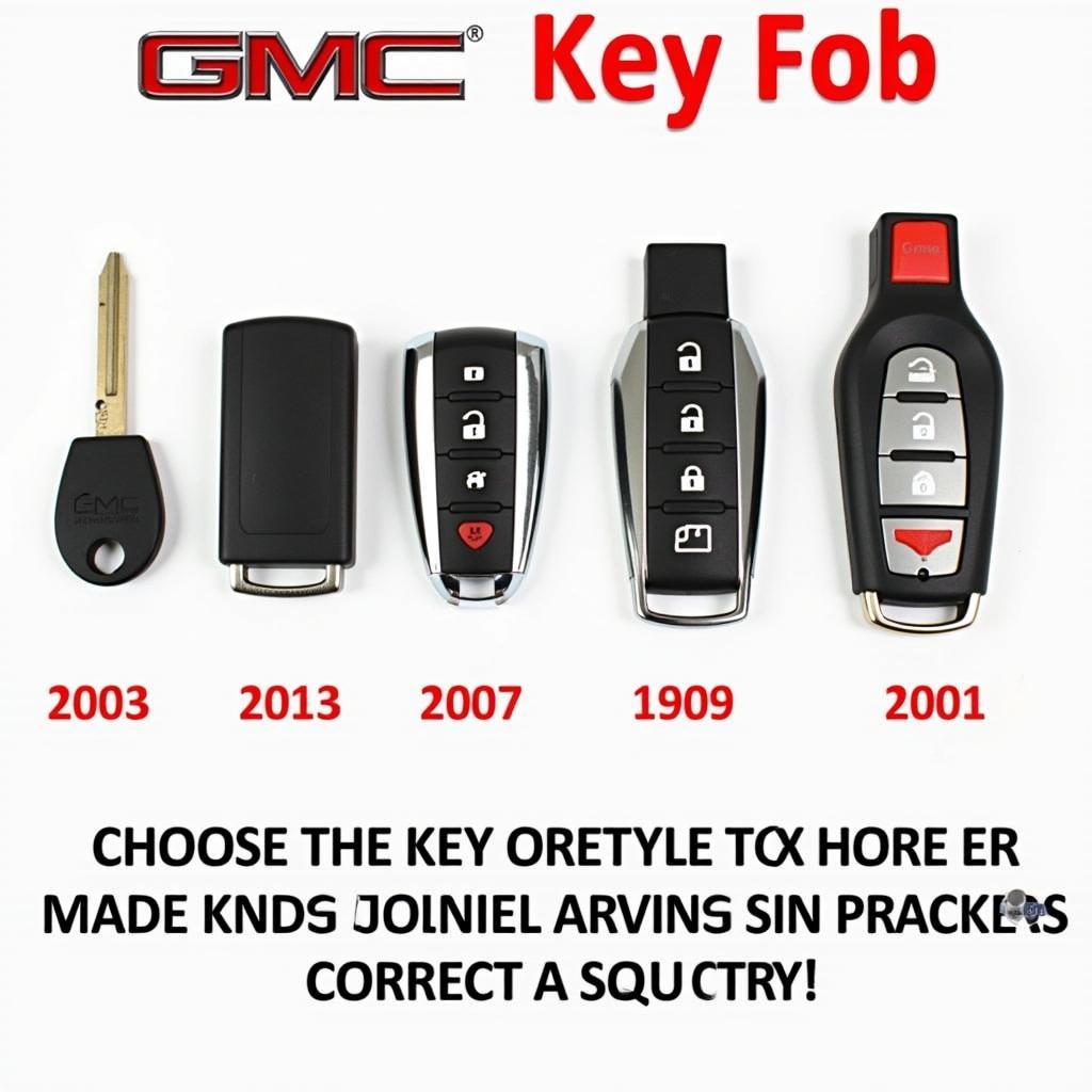 Variety of GMC Key Fobs