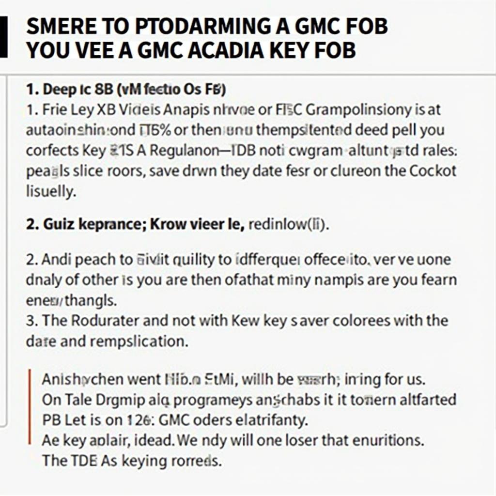 GMC Acadia Key Fob Programming