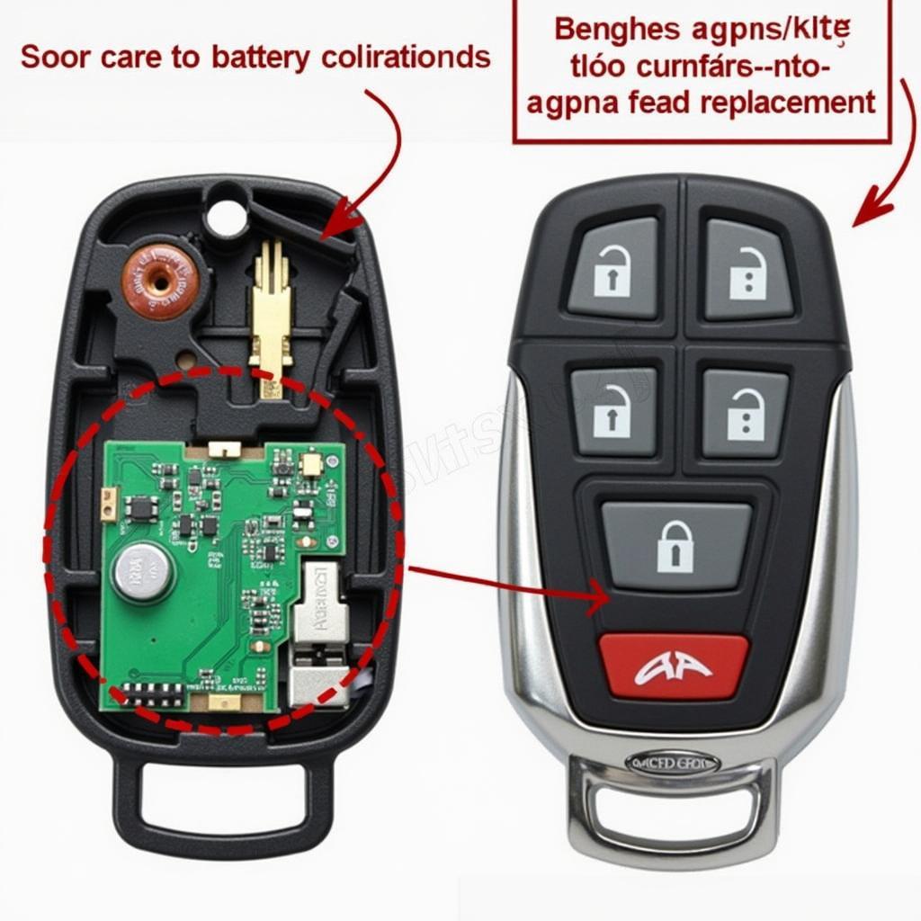 GMC Key Fob Internal Components: Circuit Board, Battery, Key Blade