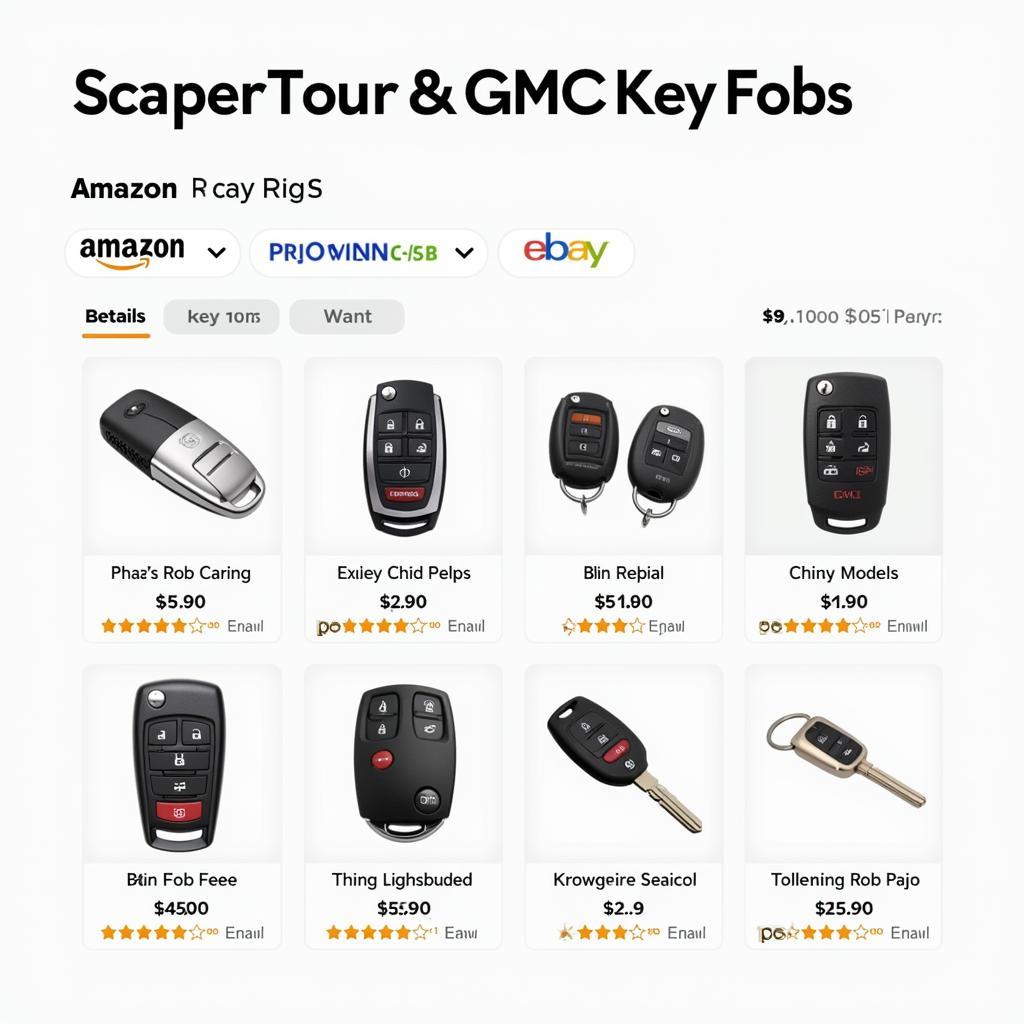 GMC Key Fobs on Online Retailers