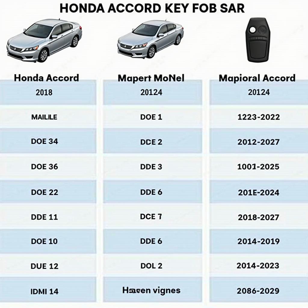 Honda Accord Key Fob Compatibility Chart