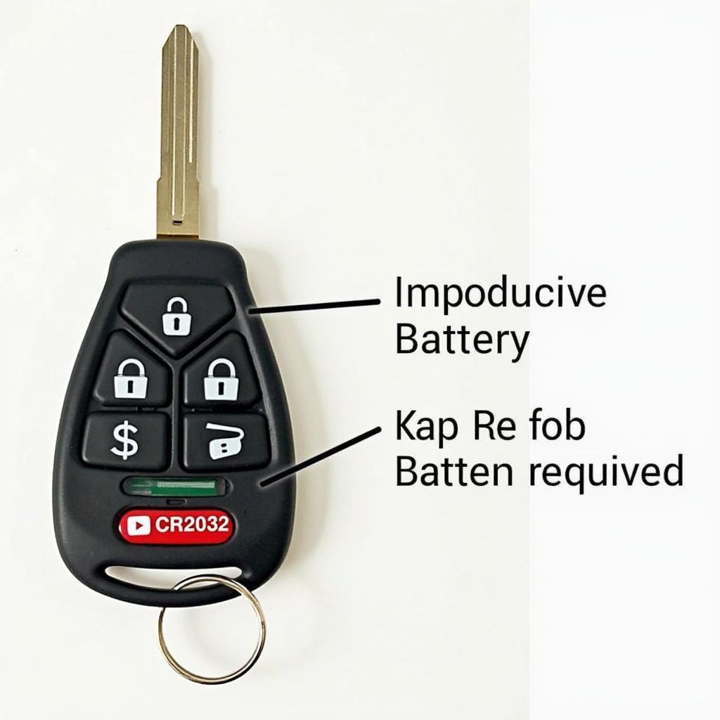 2014 Hyundai Santa Fe Sport key fob with battery compartment open showing the location of the CR2032 battery.