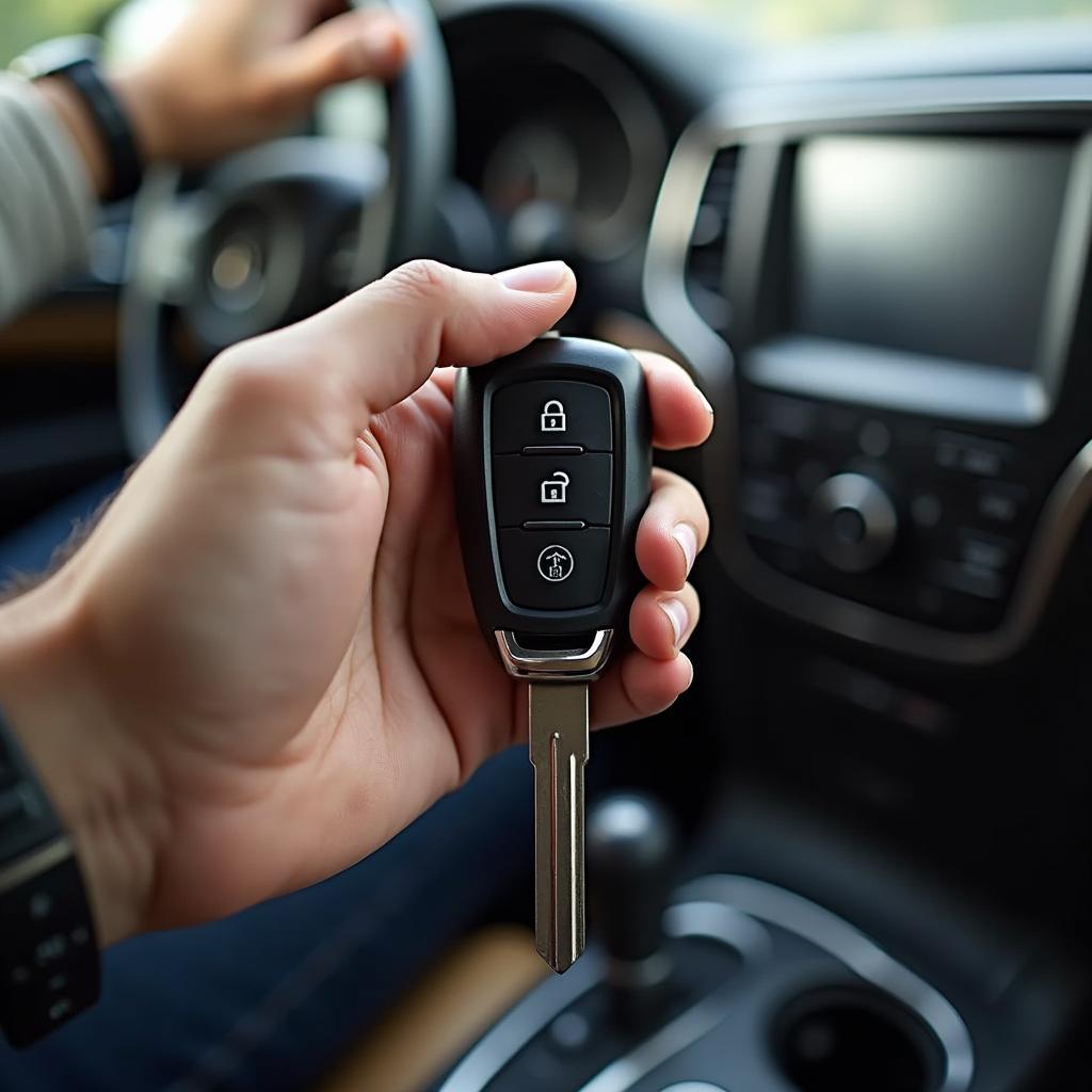 Holding a Working Jeep Grand Cherokee Key Fob