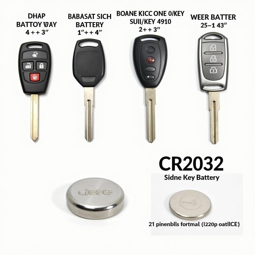 Different types and sizes of Jeep key fob batteries