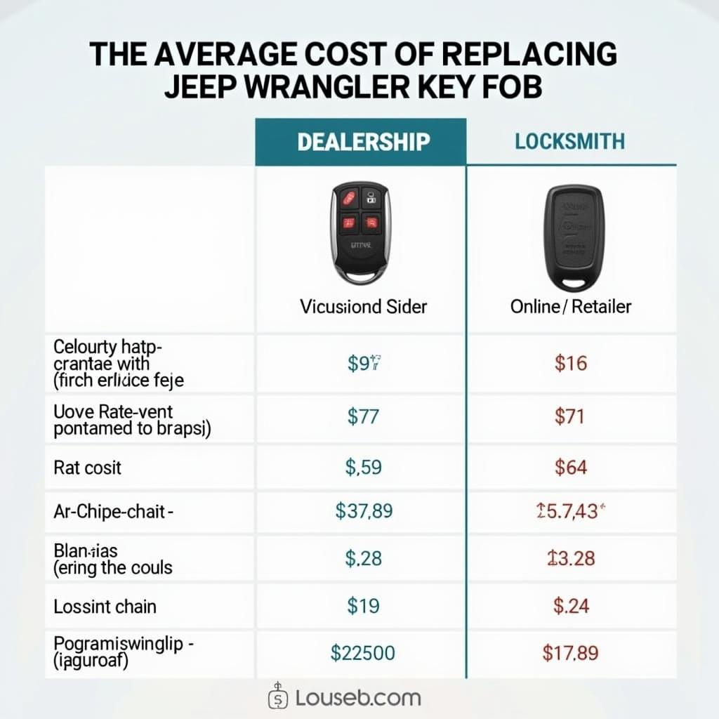 Cost of Jeep Wrangler Key Fob Replacement