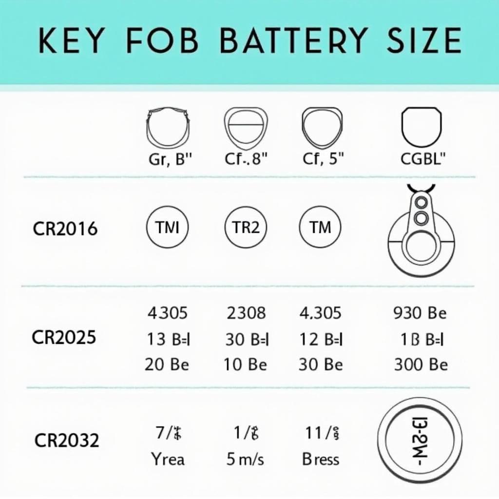 Different Key Fob Battery Sizes Comparison Chart