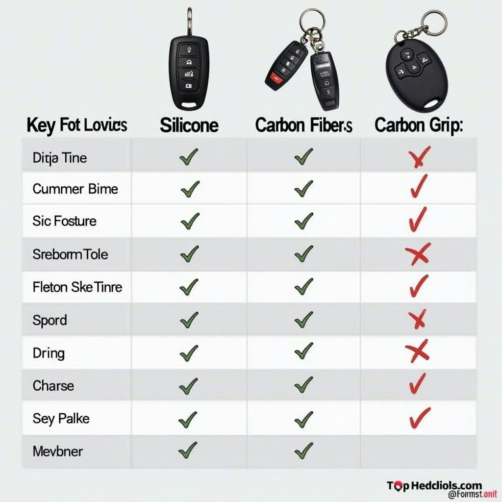 Key Fob Cover Materials Comparison Chart