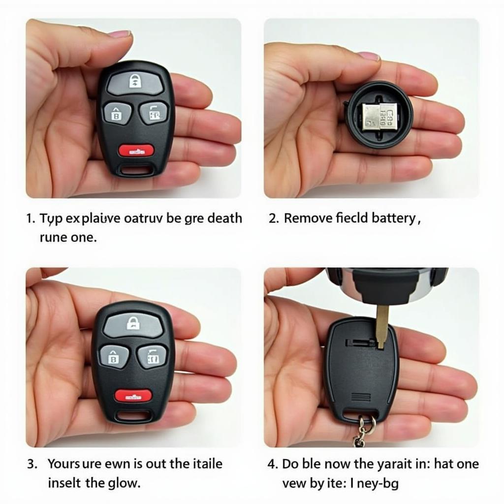 Step-by-step guide to replacing the battery in a 2010 Kia Sedona key fob, including opening the fob, removing the old battery, and inserting the new battery.