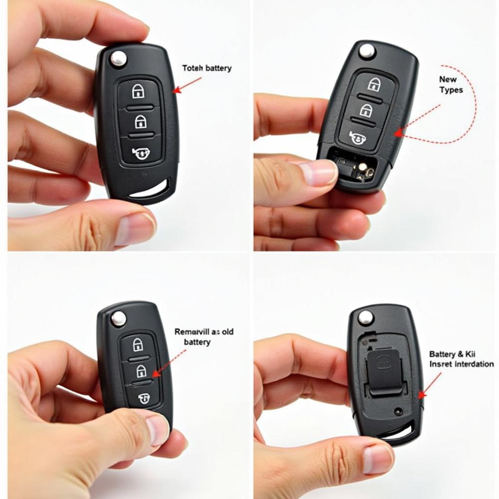 Replacing the Kia Soul Key Fob Battery: A guide showing the location of the battery compartment and the type of battery required.