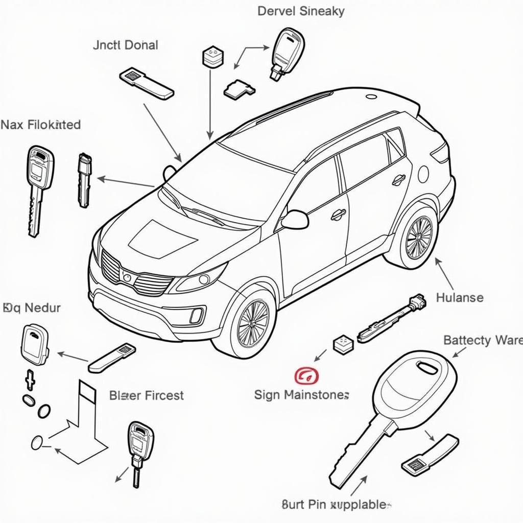 Kia Sportage 2012 Flip Key Fob Components